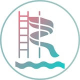 Colorful icon showing a ladder, spiral shape, and wavy lines representing water or flow within a circular border
